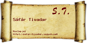 Sáfár Tivadar névjegykártya