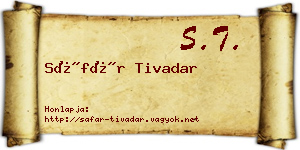 Sáfár Tivadar névjegykártya